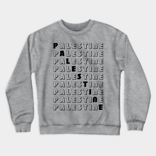 Palestine Name Pattern English Solidarity Palestinian Resistance Design - blk Crewneck Sweatshirt by QualiTshirt